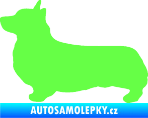 Samolepka Pes 164 levá Welsh Corgi Pembroke Fluorescentní zelená