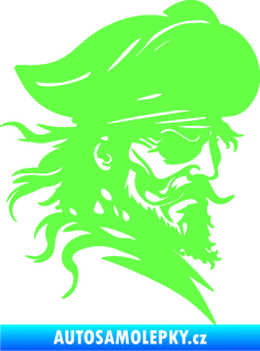 Samolepka Pirát 001 pravá s páskou přes oko Fluorescentní zelená