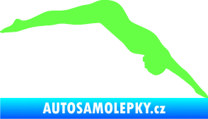 Samolepka Plavání 003  pravá skok do vody Fluorescentní zelená