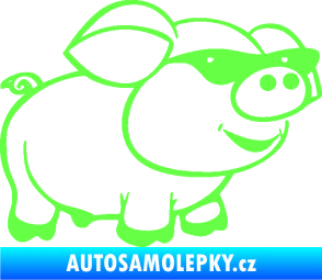 Samolepka Prase 006 pravá frajer v brýlích Fluorescentní zelená