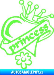 Samolepka Princess nápis v srdíčku Fluorescentní zelená