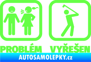 Samolepka Problém? Vyřešen 010 na golf Fluorescentní zelená