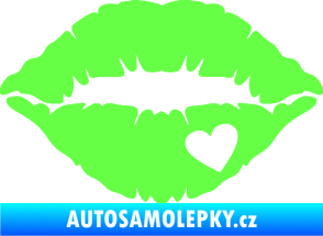 Samolepka Pusa 004 se srdíčkem pravá Fluorescentní zelená