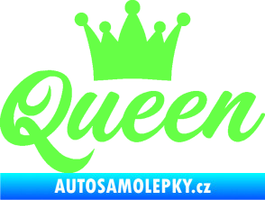 Samolepka Queen nápis s korunou Fluorescentní zelená