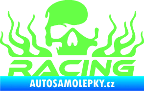 Samolepka Racing nápis s lebkou pravá Fluorescentní zelená