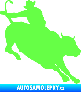 Samolepka Rodeo 001 pravá  kovboj s býkem Fluorescentní zelená