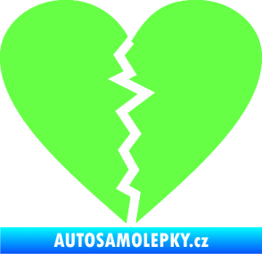 Samolepka Rozbité srdce 001  Fluorescentní zelená