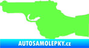 Samolepka Ruka s pistolí 001 levá ruce vzhůru Fluorescentní zelená