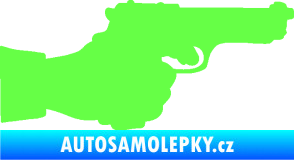 Samolepka Ruka s pistolí 001 pravá ruce vzhůru Fluorescentní zelená