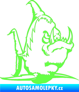 Samolepka Ryba zubatá pravá piraňa Fluorescentní zelená