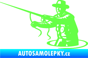 Samolepka Rybář 015 levá s udicí Fluorescentní zelená