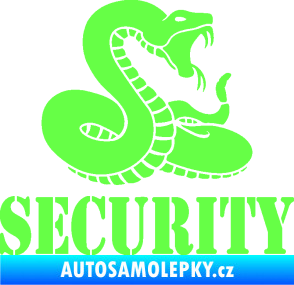 Samolepka Security hlídáno - pravá had Fluorescentní zelená