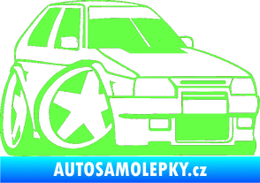 Samolepka Škoda Favorit karikatura pravá Fluorescentní zelená