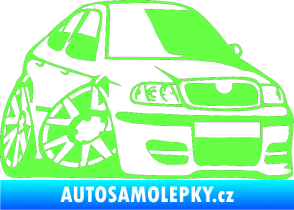 Samolepka Škoda Octavia karikatura pravá Fluorescentní zelená