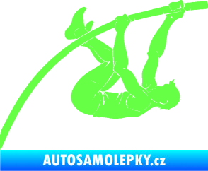 Samolepka Skok o tyči 001 pravá atletika Fluorescentní zelená