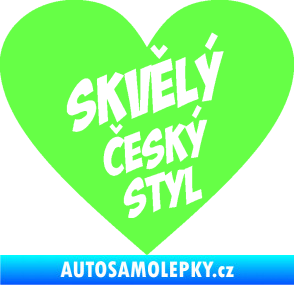 Samolepka Skvělý český styl srdce Fluorescentní zelená