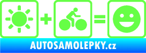 Samolepka Slunce + kolo = veselý smajlík vyjížďka na kole Fluorescentní zelená