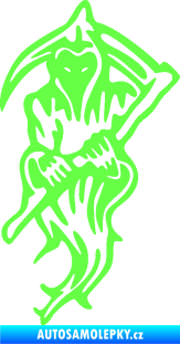 Samolepka Smrtka 010 levá v kápi s kosou Fluorescentní zelená