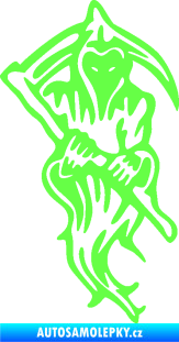 Samolepka Smrtka 010 pravá v kápi s kosou Fluorescentní zelená