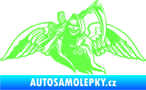 Samolepka Smrtka 016 levá s křídly a kosou Fluorescentní zelená