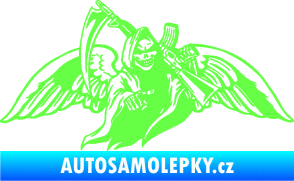 Samolepka Smrtka 016 pravá s křídly a kosou Fluorescentní zelená