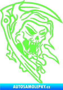 Samolepka Smrtková pravá s kosou Fluorescentní zelená