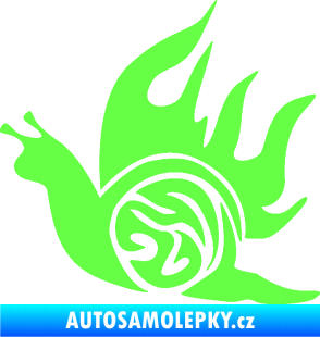 Samolepka Šnek s plameny levá Fluorescentní zelená