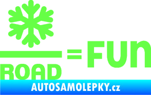 Samolepka Snow road fun nápis s vločkou Fluorescentní zelená