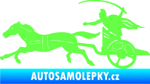 Samolepka Sparťanský bojovník 001 levá bojový vůz s koněm Fluorescentní zelená