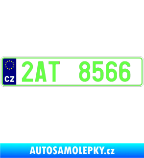Samolepka SPZ s EU neodrazkový podklad Fluorescentní zelená