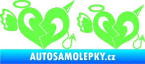 Samolepka Srdce anděl s ďáblem Fluorescentní zelená