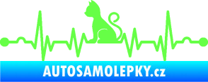 Samolepka Srdeční tep 003 levá kočička Fluorescentní zelená