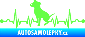 Samolepka Srdeční tep 007 levá pitbull Fluorescentní zelená