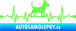 Samolepka Srdeční tep 008 pravá pes bulteriér Fluorescentní zelená