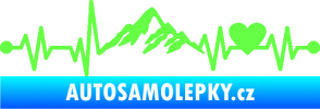Samolepka Srdeční tep 011 hory se srdcem pravá Fluorescentní zelená