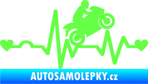 Samolepka Srdeční tep 013 pravá motorkář Fluorescentní zelená