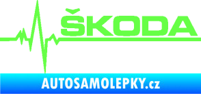 Samolepka Srdeční tep 034 pravá Škoda Fluorescentní zelená