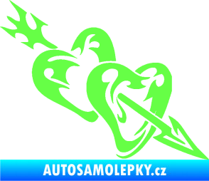 Samolepka Srdíčka 001 pravá se šípem Fluorescentní zelená