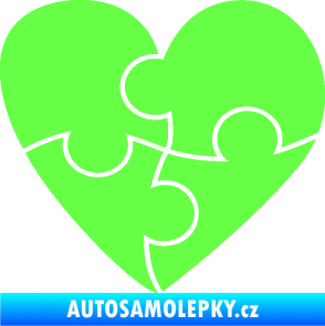 Samolepka Srdíčko 018 pravá puzzle Fluorescentní zelená