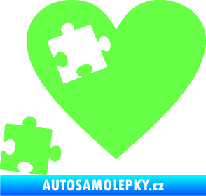 Samolepka Srdíčko 022 levá vypadlý puzzlík Fluorescentní zelená