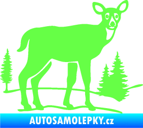 Samolepka Srna 002 pravá s krajinou Fluorescentní zelená