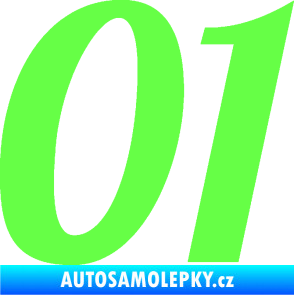 Samolepka Startovní číslo 01 typ 3 Fluorescentní zelená