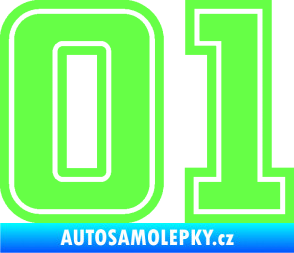 Samolepka Startovní číslo 01 typ 5 Fluorescentní zelená