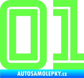 Samolepka Startovní číslo 01 typ 7 Fluorescentní zelená
