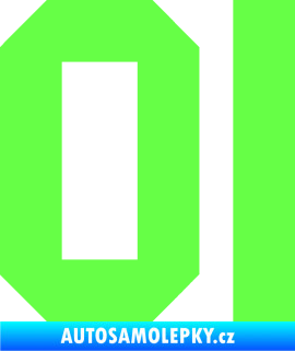 Samolepka Startovní číslo 01 Fluorescentní zelená