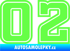 Samolepka Startovní číslo 02 typ 5 Fluorescentní zelená