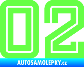 Samolepka Startovní číslo 02 typ 7 Fluorescentní zelená