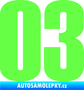 Samolepka Startovní číslo 03 typ 2   Fluorescentní zelená