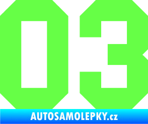 Samolepka Startovní číslo 03 Fluorescentní zelená