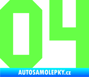Samolepka Startovní číslo 04 Fluorescentní zelená
